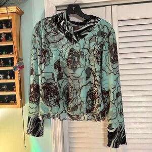 Women's Blue and Black Blouse